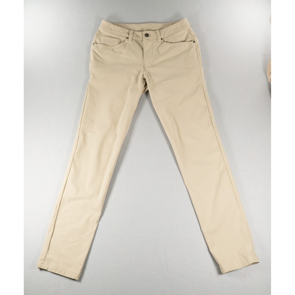 Lululemon ABC Slim Fit Pants Tan Khaki Warpstreme 5 Pocket Trousers Mens 28x30 - Picture 2 of 11